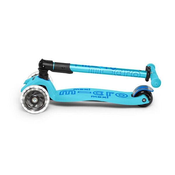 MICRO Patinete Scooter Maxi Deluxe LED Plegable Azul Brillo