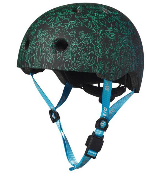 CASCO MICRO MANDALA VERDE Y AZUL